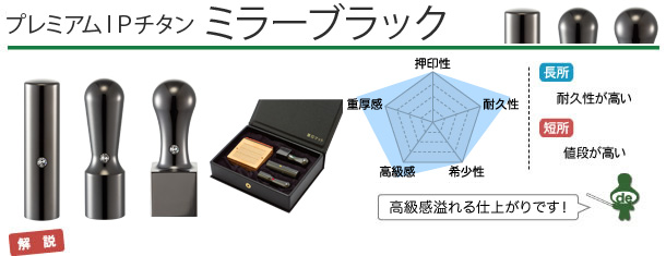起業・開業・会社設立印鑑　IPチタン ミラーブラック